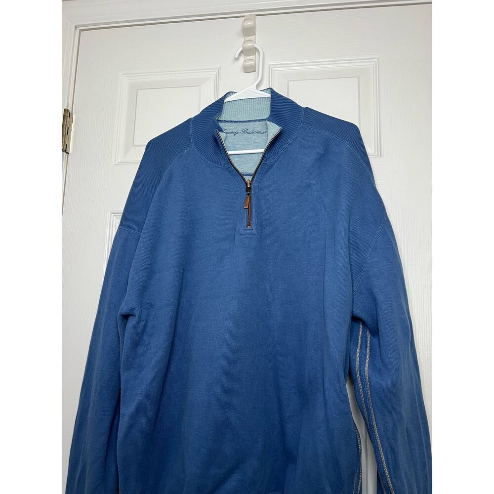 Tommy Bahama 100% Cotton Blue Quarter-Zip Pullover Sweatshirt Sz: Large - Picture 3 of 7